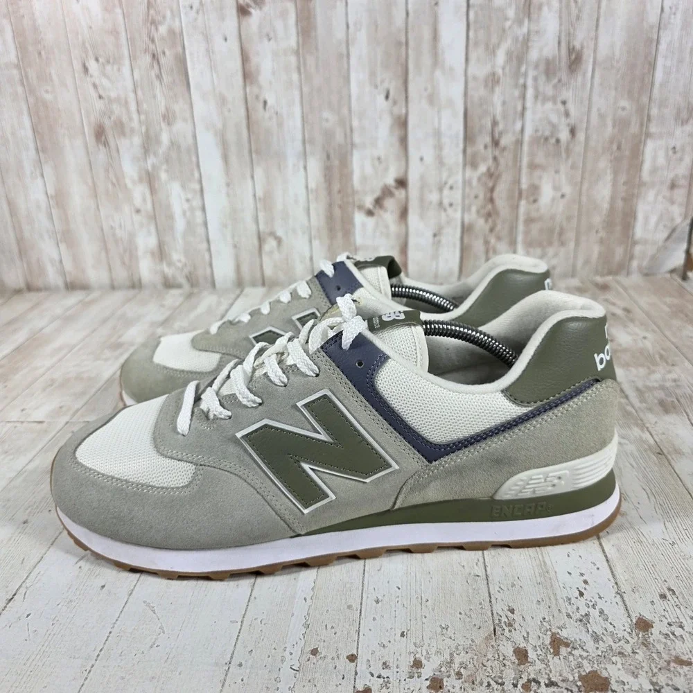 New Balance 574 Mens Sneakers Grey Olive Green U574FOD Low Top Shoes Size 12